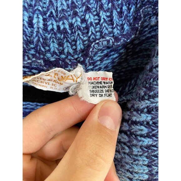 Broadway University Shop XL Vintage Sweater Striped Blue Brown Knit Pullover - Picture 5 of 7